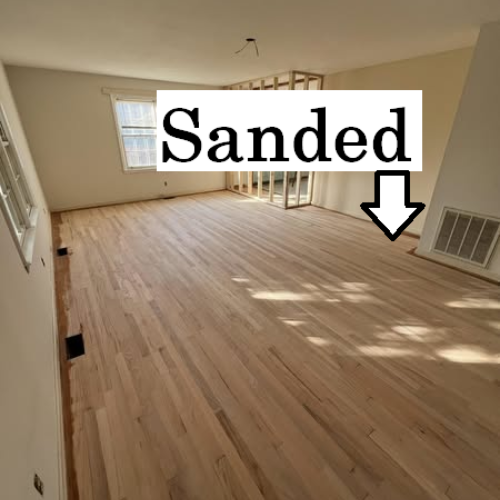 Sanded wood floors.