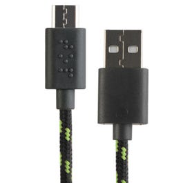 Micro USB Braided-Cable Battery Charger, Assorted Colors, 6-Ft. Various