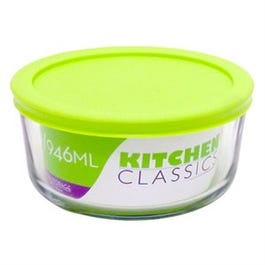 Food Storage Bowl, Tempered Glass, 4-Cup