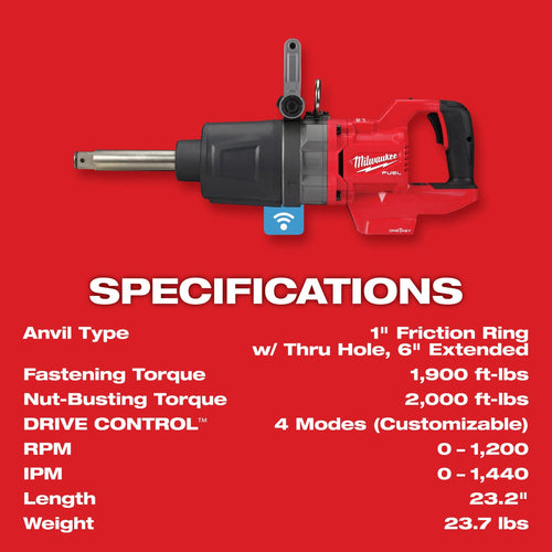 M18 FUEL™ 1 D-Handle Ext. Anvil High Torque Impact Wrench - Tool Only