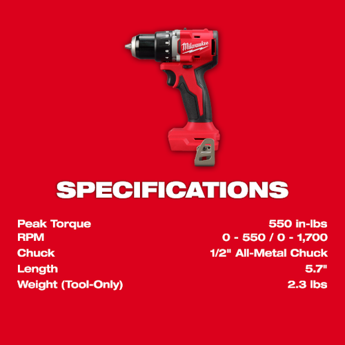 Milwaukee M18 Compact Brushless 1/2″ Drill/Driver Rental – Tool Only