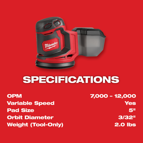 Milwaukee M18 Random Orbit Sander Rental – Tool Only