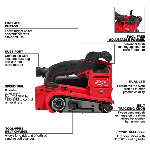 Milwaukee M18 FUEL™ 3″ × 18″ Belt Sander Rental – Tool Only
