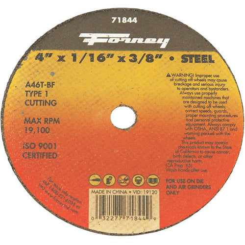 Forney Type 1 4 In. x 1/16 In. x 3/8 In. Steel Cut-Off Wheel Forney