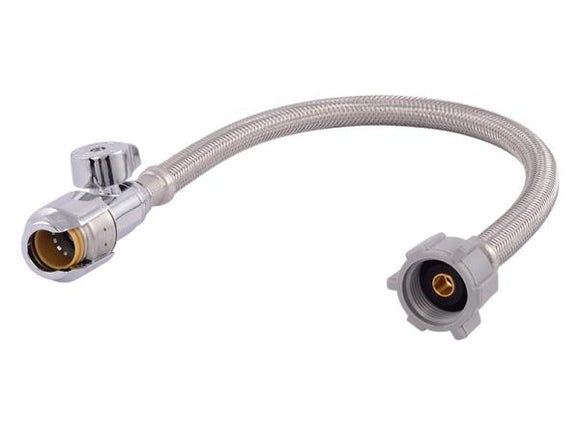 SharkBite Max Stainless Steel Braided Toilet Connector with Straight Stop Valve