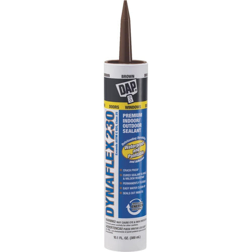 DAP DYNAFLEX 230 10.1 Oz. 100% Waterproof Window, Door, Siding & Trim Elastomeric Sealant, Brown Dap