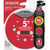 Diablo 5 In. 40-Grit Universal 12-Hole Vented Sanding Disc with Hook and Lock Backing (4-Pack) Diablo