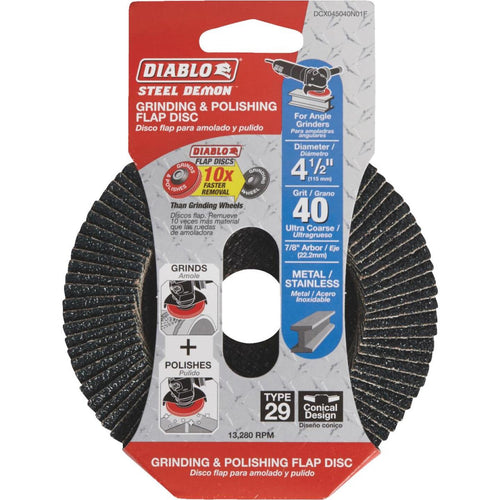 Diablo Steel Demon 4-1/2 In. x 7/8 In. 40-Grit Type 29 Angle Grinder Flap Disc Diablo