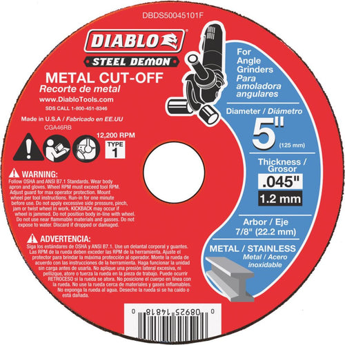 Diablo Steel Demon Type 1 5 In. x 0.045 In. x 7/8 In. Metal Cut-Off Wheel Diablo