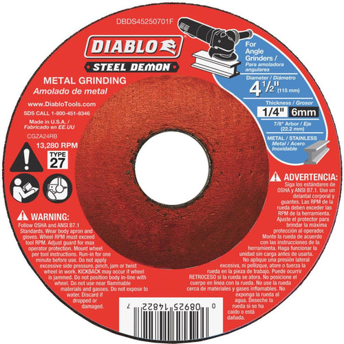 Diablo Steel Demon Type 27 4-1/2 In. x 1/4 In. x 7/8 In. Metal Cut Off Wheel Diablo