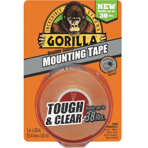 Gorilla 1 In. x 150 In. Tough & Clear Double-Sided Mounting Tape (38 Lb. Capacity) Gorilla