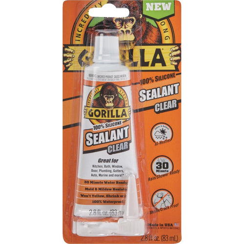 Gorilla 2.8 Oz. 100% Silicone Sealant, Clear Gorilla