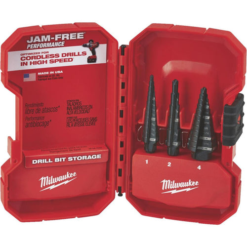 Milwaukee 3-Piece Black Oxide Step Drill Bit Set, #1 #2 #4 Milwaukee