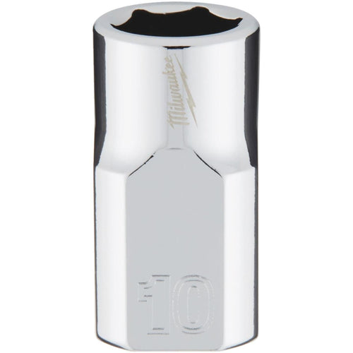 Milwaukee 3/8 In. Drive 10 mm 6-Point Shallow Metric Socket with FOUR FLAT Sides Milwaukee