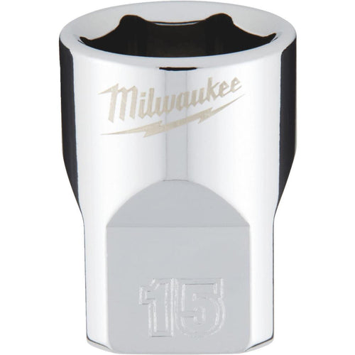Milwaukee 3/8 In. Drive 15 mm 6-Point Shallow Metric Socket with FOUR FLAT Sides Milwaukee