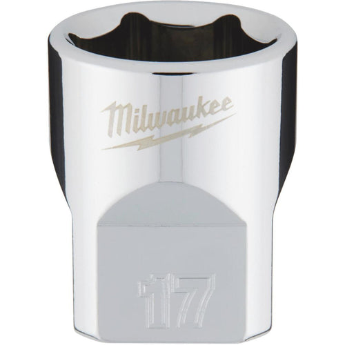 Milwaukee 3/8 In. Drive 17 mm 6-Point Shallow Metric Socket with FOUR FLAT Sides Milwaukee