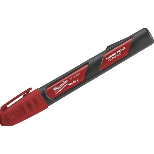 Milwaukee INKZALL Nib Point Red Liquid Paint Job Site Marker Milwaukee