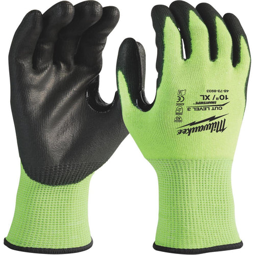 Milwaukee Men's XL Cut Level 3 High Vis Polyurethane Dipped Glove Milwaukee