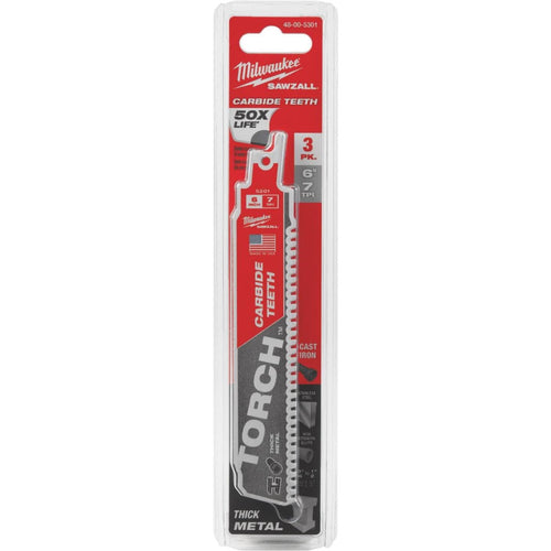 Milwaukee Sawzall The TORCH 6 In. 7 TPI Metal Demolition Reciprocating Saw Blade with Carbide Teeth (3-Pack) Milwaukee