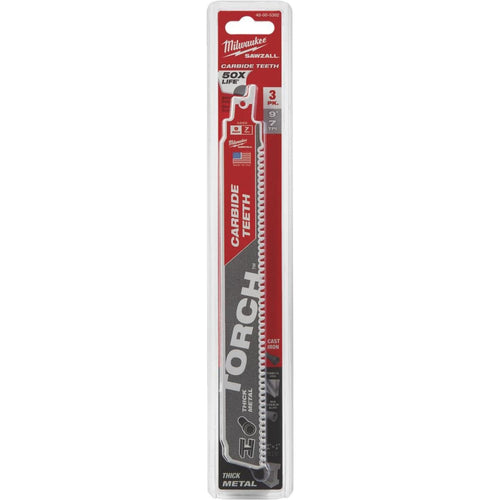 Milwaukee Sawzall The TORCH 9 In. 7 TPI Metal Demolition Reciprocating Saw Blade with Carbide Teeth (3-Pack) Milwaukee