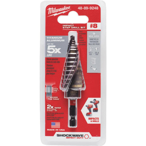 Milwaukee Shockwave Impact Duty 1/8 In. - 1 In. #8 Step Drill Bit, 9 Steps Milwaukee