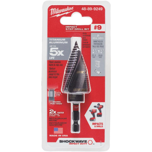 Milwaukee Shockwave Impact Duty 7/8 In. - 1-1/8 In. #9 Step Drill Bit, 2 Steps Milwaukee