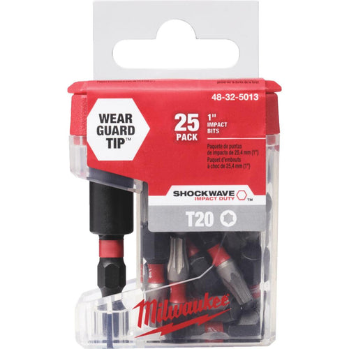 Milwaukee Shockwave T20 TORX 1 In. Insert Impact Screwdriver Bit with Bit Holder (25-Pack) Milwaukee