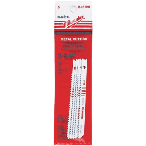 Milwaukee U-Shank 3-5/8 In. x 14 TPI Bi-Metal Jig Saw Blade, Metal Cutting (5-Pack) Milwaukee