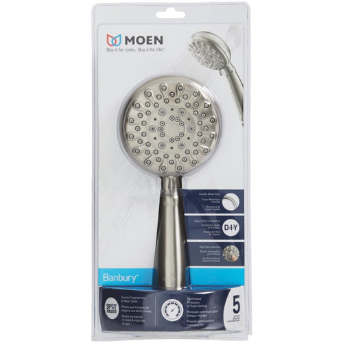 Moen Banbury 5-Spray 1.75 GPM Handheld Shower, Brushed Nickel Moen