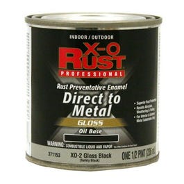 Premium Ant-Rust Oil-Base Enamel, Black Gloss, 1/2-Pt. X-O Rust