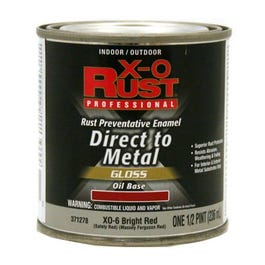 Premium Ant-Rust Oil-Base Enamel, Bright Red Gloss, 1/2-Pt. X-O Rust