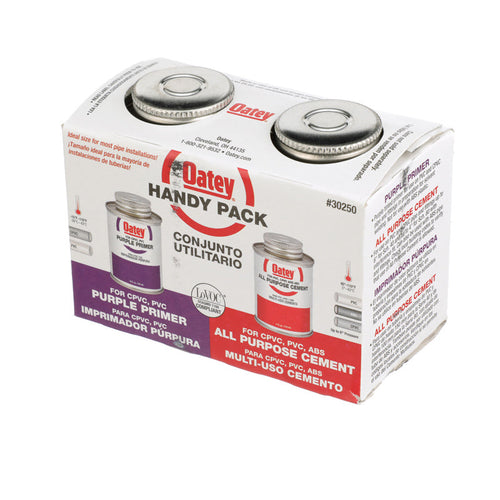 Oatey® 4 oz. All-Purpose ABS, PVC and CPVC Clear Cement and Purple Primer Handy Pack Oatey