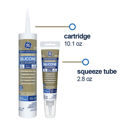 GE Advanced Silicone 2® Window & Door Sealant Clear, 2.8 Oz GE Sealants