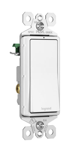 Pass & Seymour White Single-Pole Premium Decorator Lighted Switch, , 15A, 120/277V, Pass & Seymour
