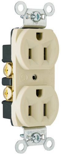 Pass & Seymour 15A 125V Commercial Spec-Grade Duplex Receptacle, Back and Side Wire, Ivory Pass & Seymour