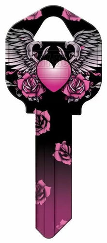HyKo Products Kw1-30 Black & Pink Heart Blank Key Hy-Ko