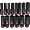 14PC SHOCKWAVE™ Impact Duty™ 3/8 Drive Metric Deep 6 Point Socket Set Milwaukee