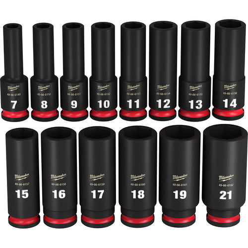 14PC SHOCKWAVE™ Impact Duty™ 3/8 Drive Metric Deep 6 Point Socket Set Milwaukee