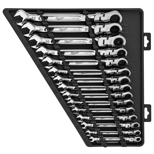 15pc Metric Flex Head Ratcheting Combination Wrench Set Milwaukee