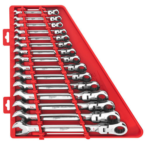 15pc SAE Flex Head Ratcheting Combination Wrench Set Milwaukee