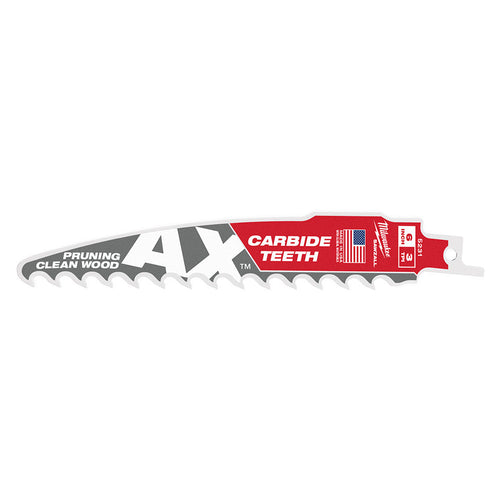 6 3 TPI The AX™ with Carbide Teeth for Pruning & Clean Wood SAWZALL® Blade 1PK Milwaukee