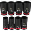 8PC SHOCKWAVE™ Impact Duty™ 3/4 Drive SAE Deep 6 Point Socket Set Milwaukee