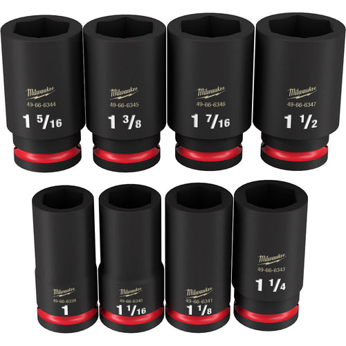 8PC SHOCKWAVE™ Impact Duty™ 3/4 Drive SAE Deep 6 Point Socket Set Milwaukee