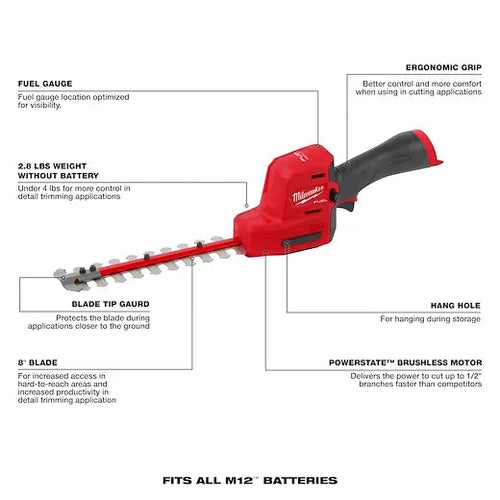 Milwaukee M12 FUEL™ 8” Hedge Trimmer Milwaukee