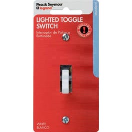 15A White Single-Pole Lighted Toggle Quiet Grounding Switch Legrand - Pass & Seymour