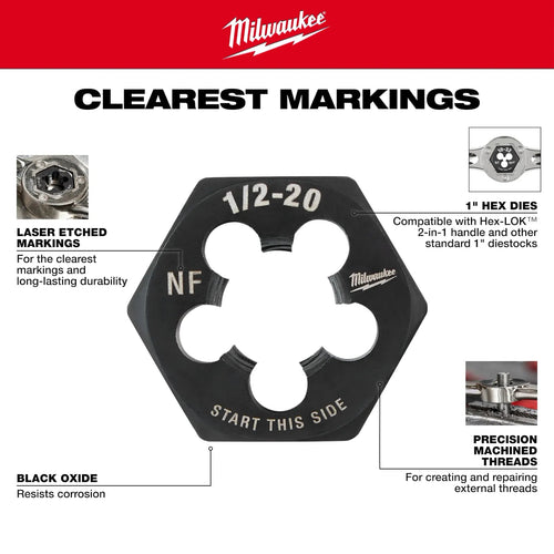 Milwaukee SAE 1 Hex Threading Dies Milwaukee