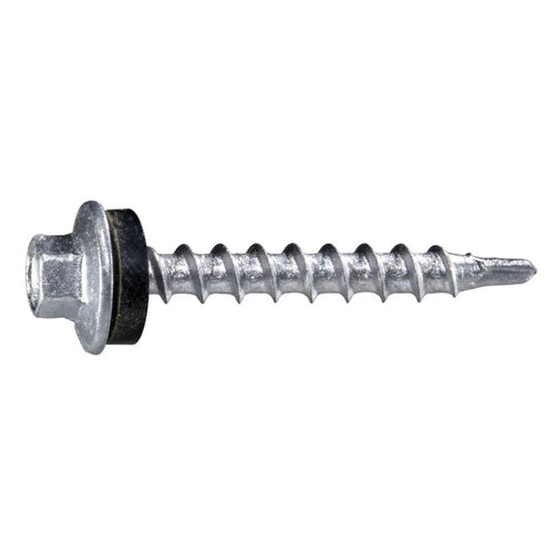 Monster Fastener Silver Ruspert Coated Steel Hex Washer Head Pole Barn Self-Drilling Screws Midwest Fastener