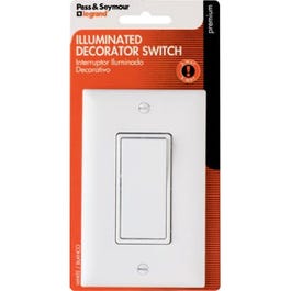 3-Way Premium Decorator Lighted Quiet Switch, White Legrand - Pass & Seymour