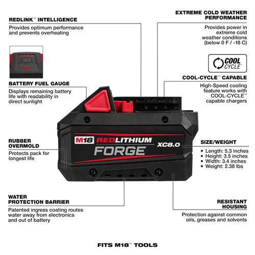 Milwaukee M18™ REDLITHIUM™ FORGE™ XC8.0 Battery Pack Milwaukee