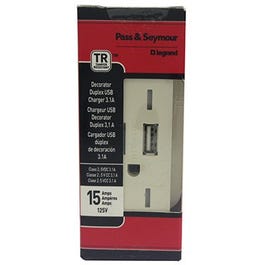 USB Charger, 2-Outlet, White, 15-Amp Legrand - Pass & Seymour